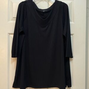 TALBOTS NWOT Black Women's 3/4 Sleeve V-Neck Tunic Top